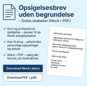 Opsigelsesbrev uden begrundelse skabelon