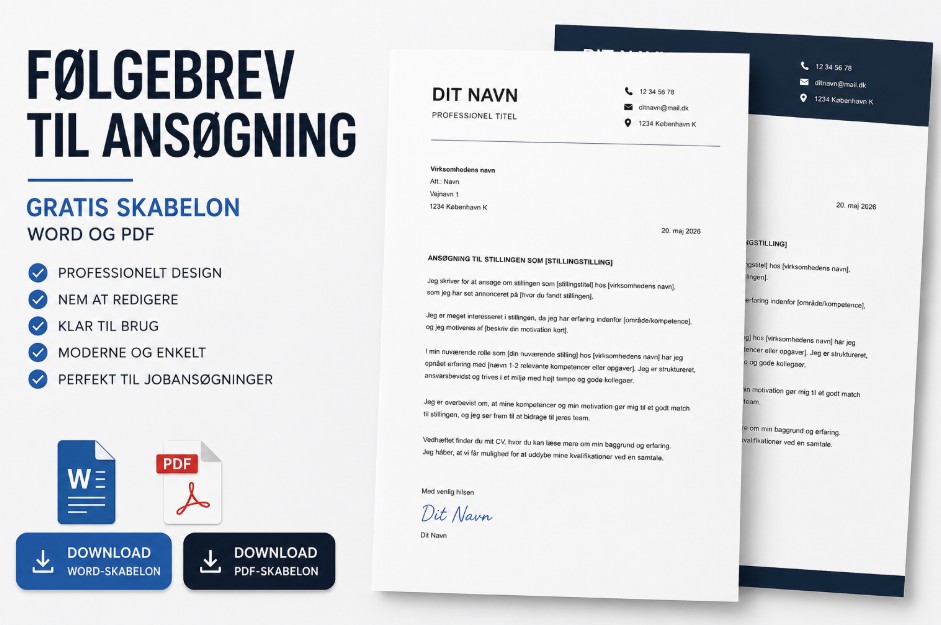 Følgebrev til ansøgning gratis download
